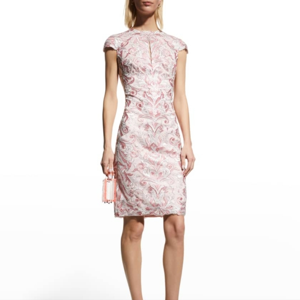 NWT Tadashi ShojiCorded Lace Cap-Sleeve Dress